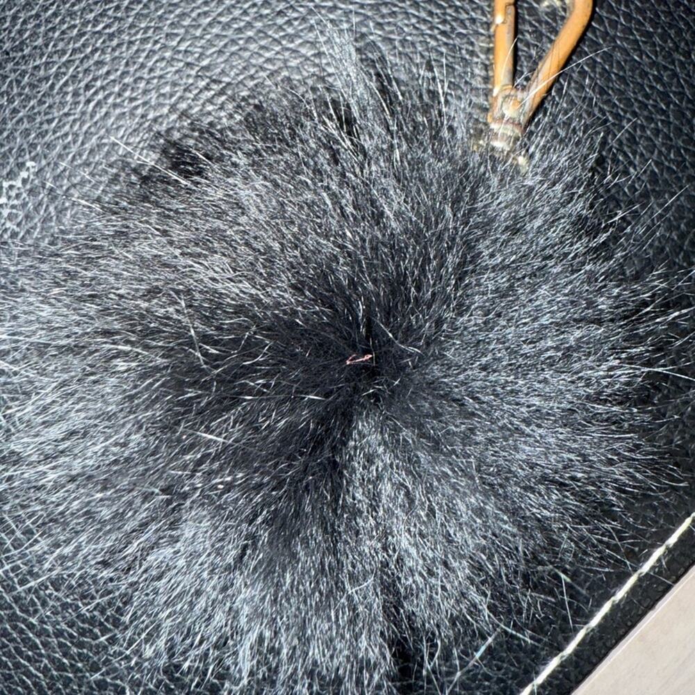 Michael Kors Black Fox Fur Pom Pom Keychain - Picture 3 of 5